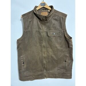 Clear Water Outfitters Brown Distressed Style Vest Mens Large Outdoors Adventure